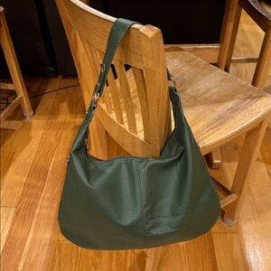 Elegant Olive Green Leather Shoulder Tote Bag